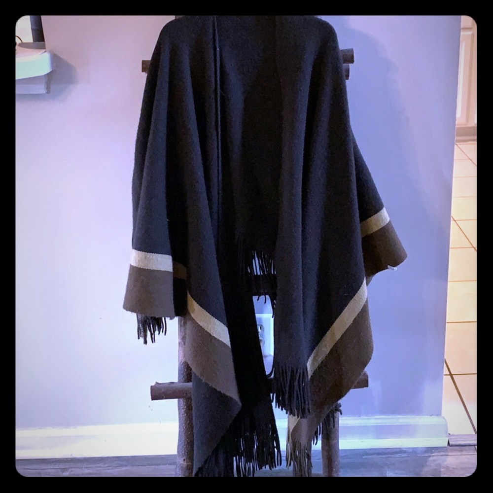 Chocolate Brown Cotton/Wool Poncho